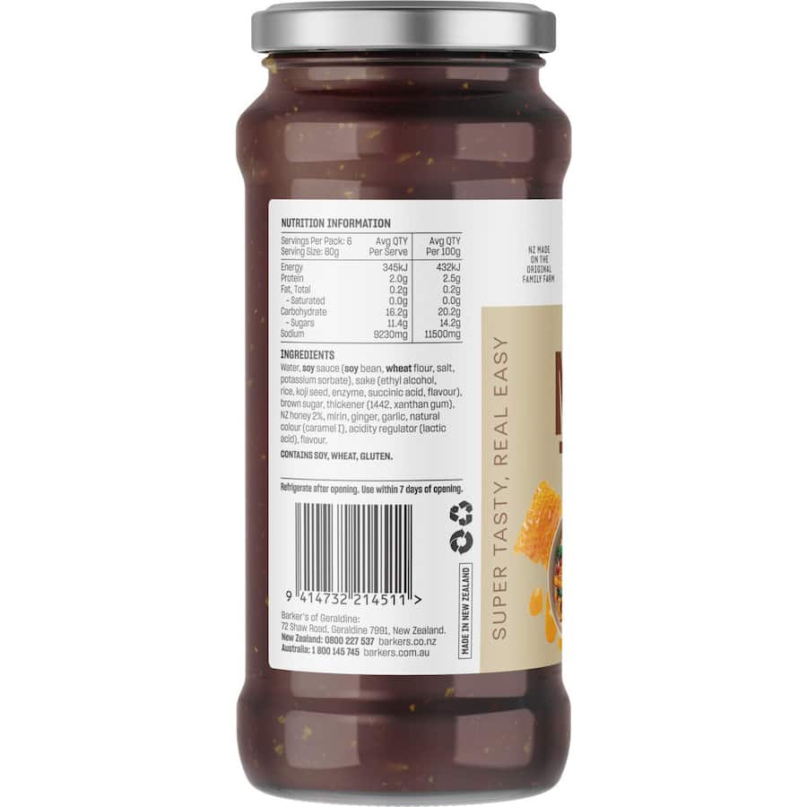 Barkers Meal Base NZ Honey Teriyaki With Sake 500g