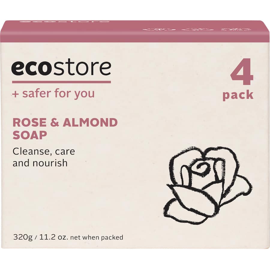Ecostore Soap Rose And Almond 80g each 4pack