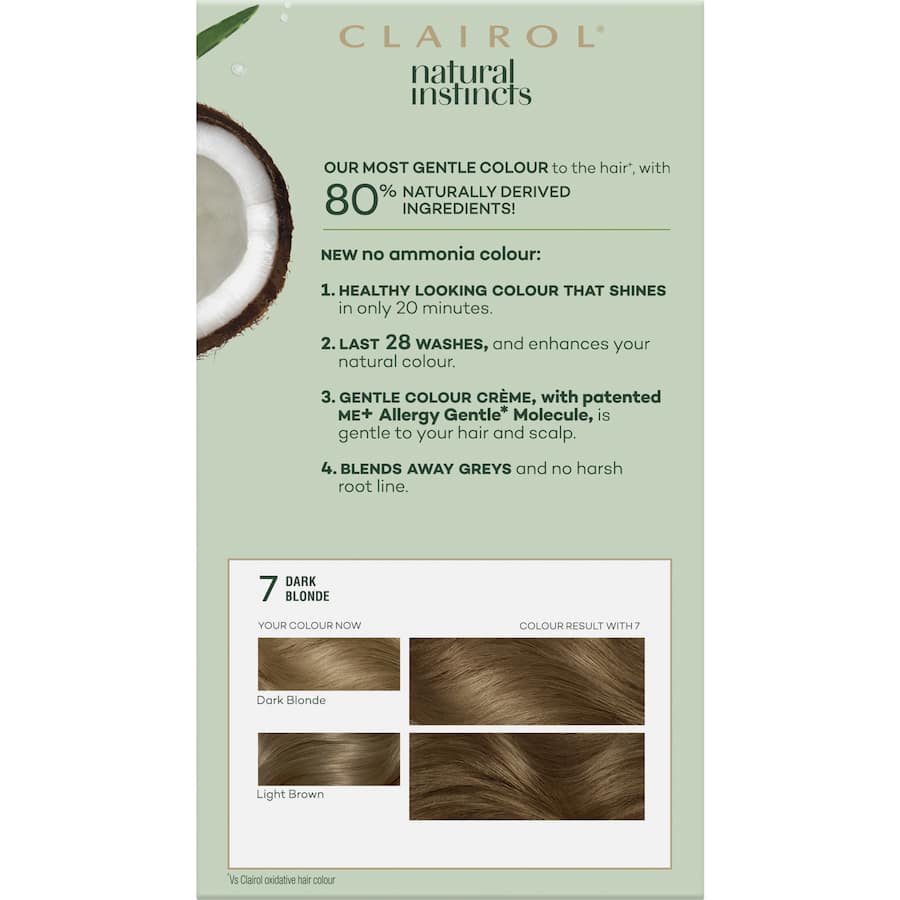 Clairol Natural Instincts Hair Colour 7 Dark Blonde 1pack