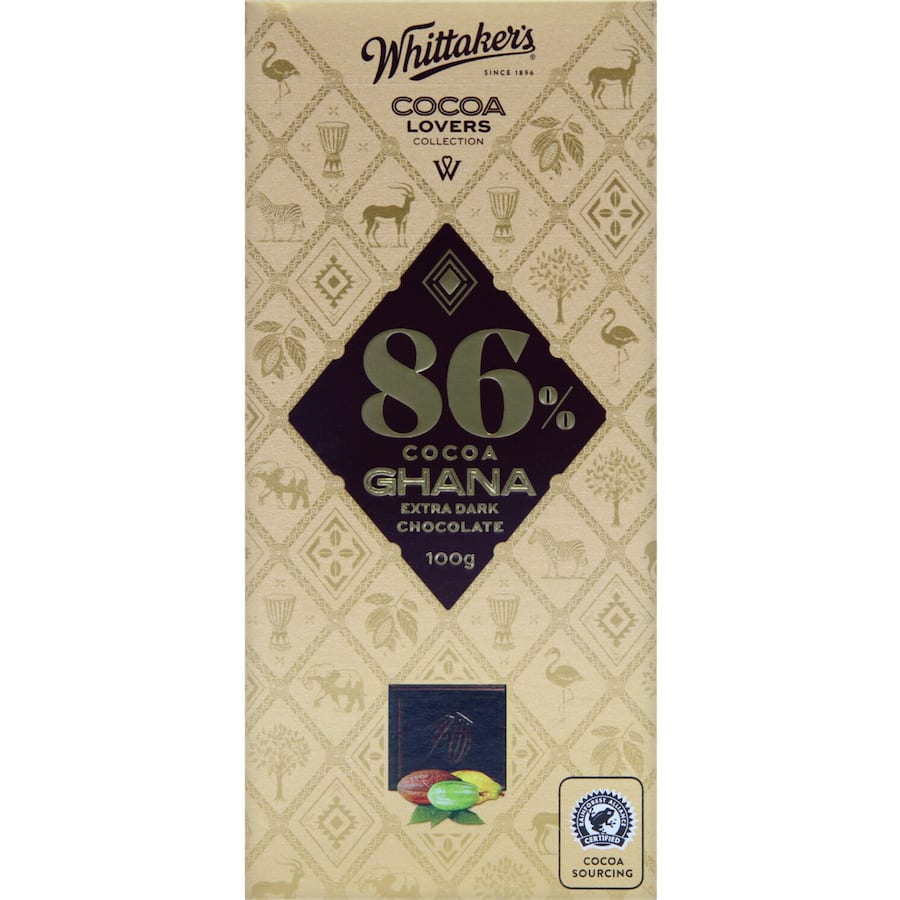 Whittakers Chocolate Cocoa Lovers Dark Ghana 86% Block 100g