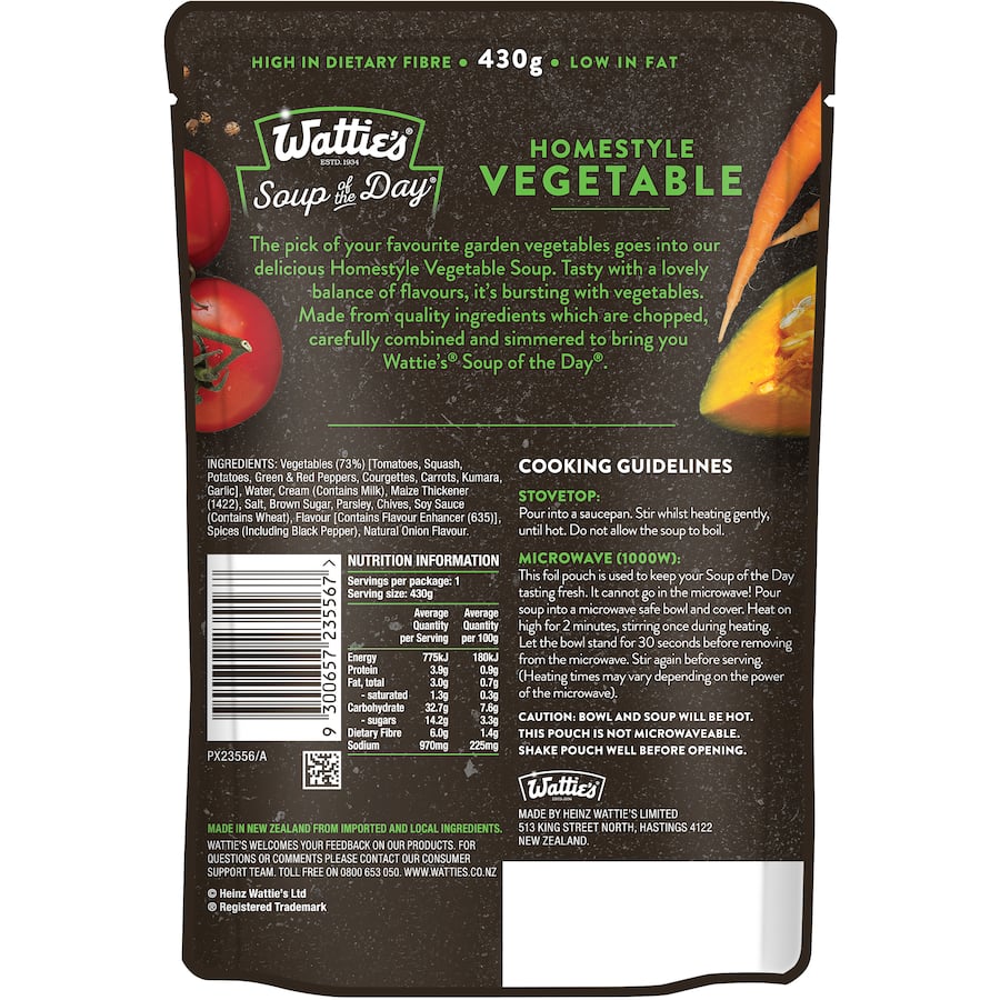 Wattie's Soup Of The Day Soup Homestyle Vegetable Pouch 430g