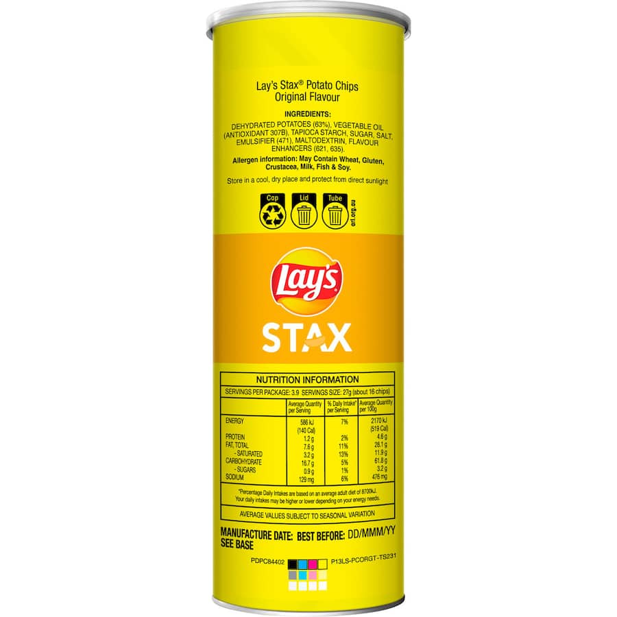 Lays Stax Potato Chips Original Cylinder 105g