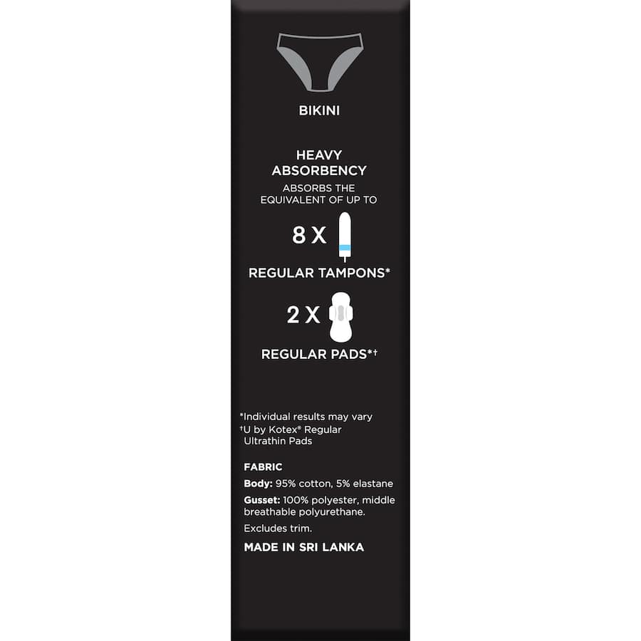 U By Kotex Period Undies Bikini Regular Size 12