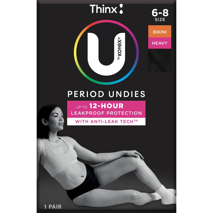 U By Kotex Period Undies Bikini Reg Size 6-8