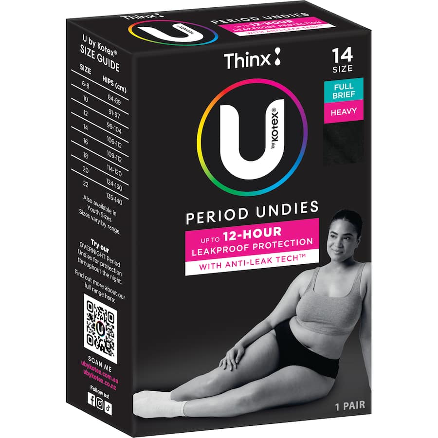 U By Kotex Period Undies Full Brief Super Size 14-16