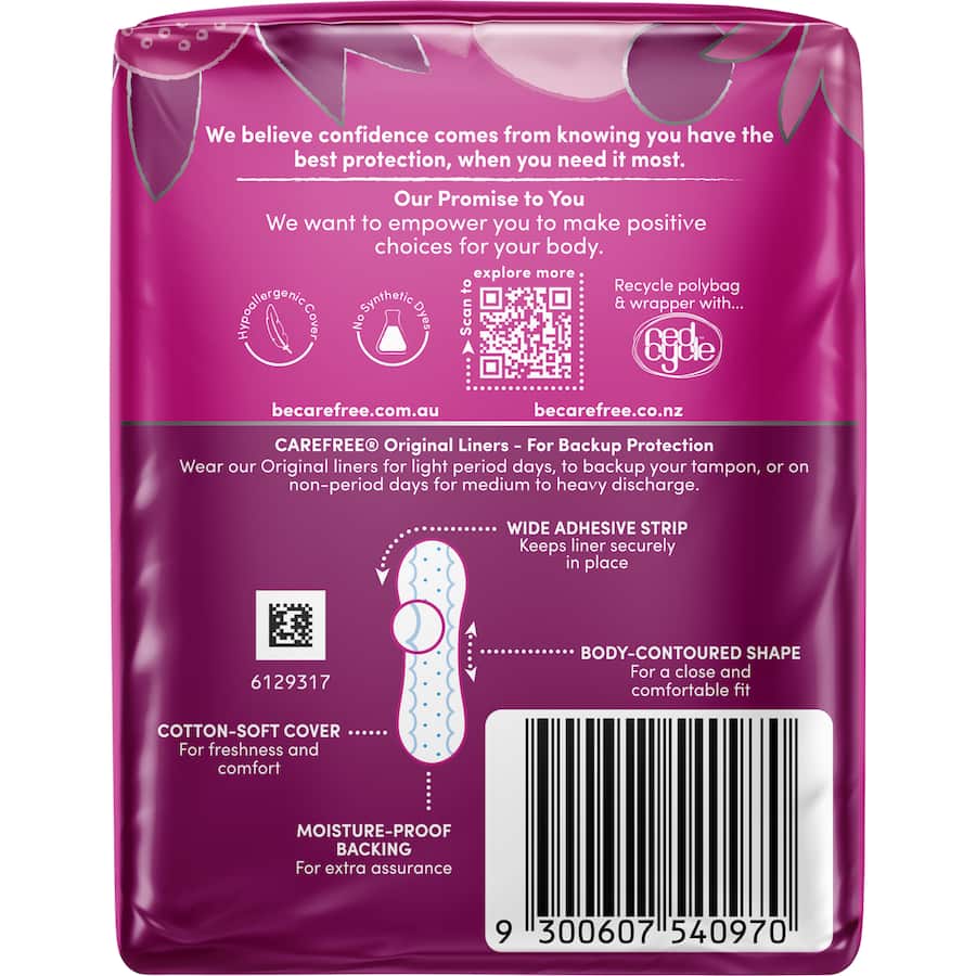 Carefree Panty Liners Regular 30pack