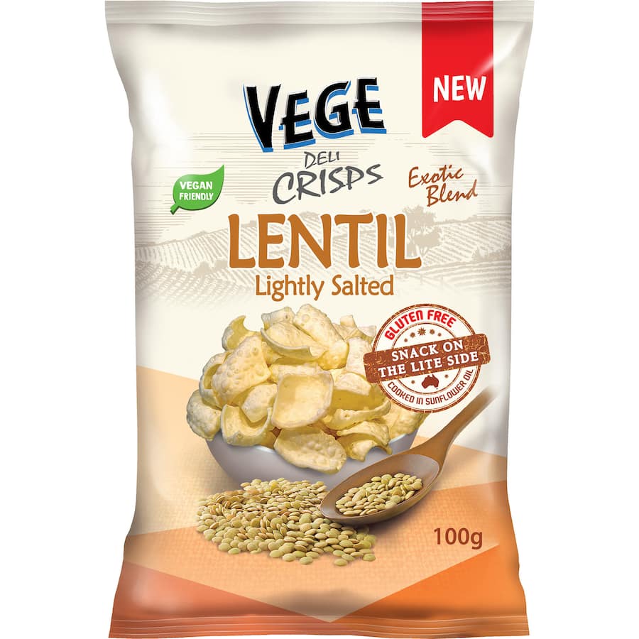 Vege Deli Crisps Lentil Chips Lightly Salted 100g