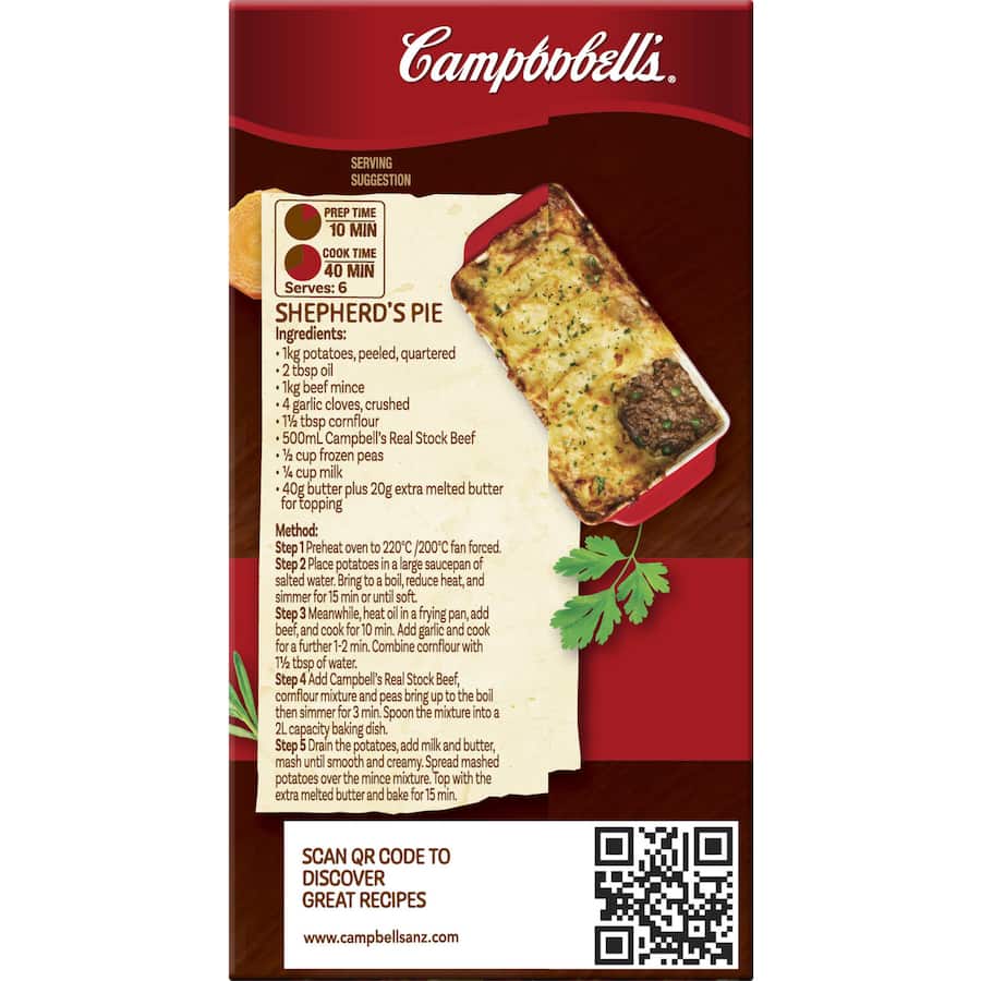 Campbells Real Stock Beef Stock Liquid Carton 500mL