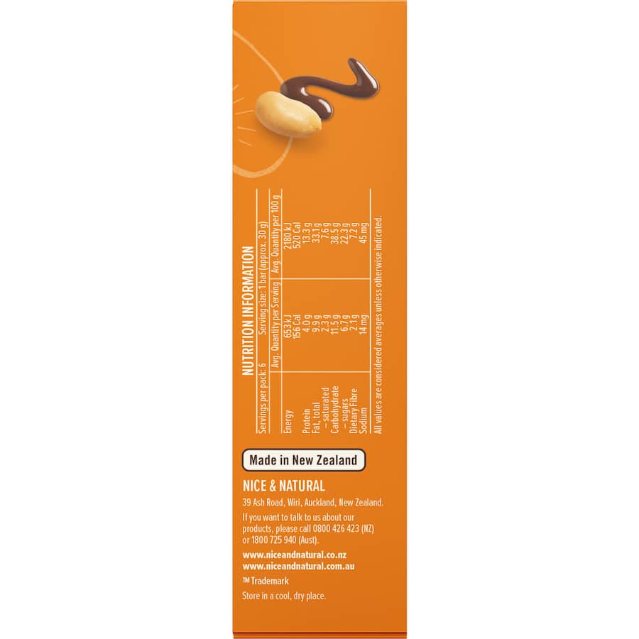 Nice & Natural Nut Bars Choc Apricot 6pk 180g