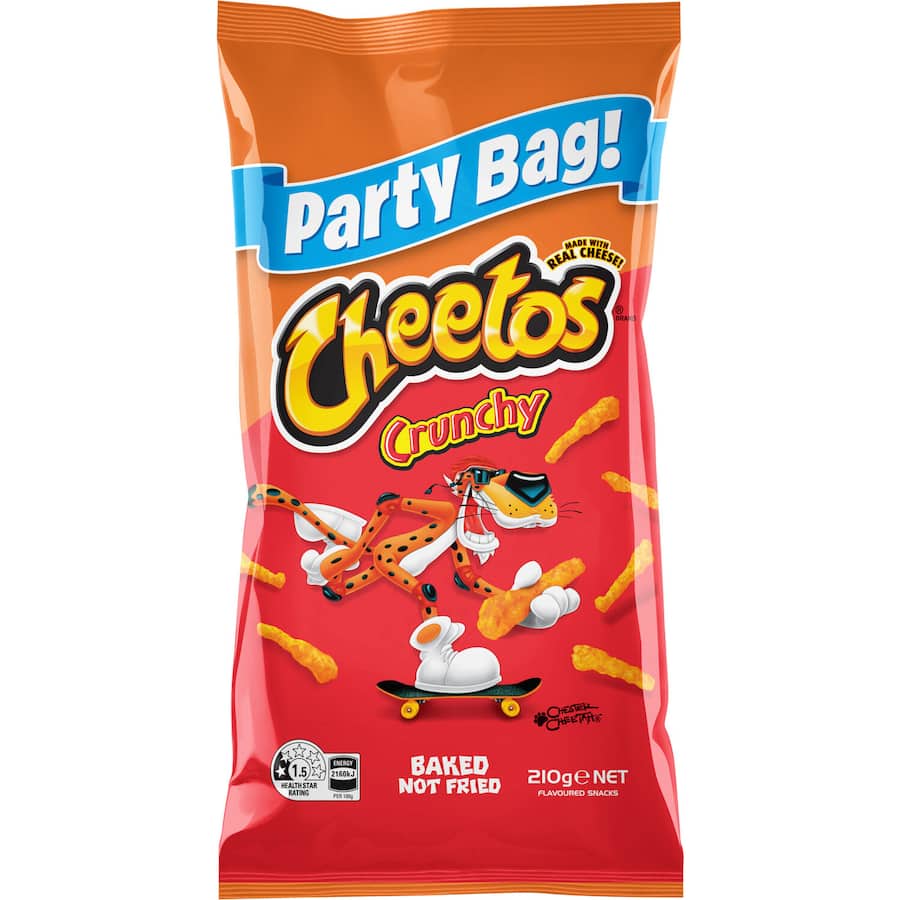 Cheetos Corn Snacks Crunchy Cheese Party Bag 210g