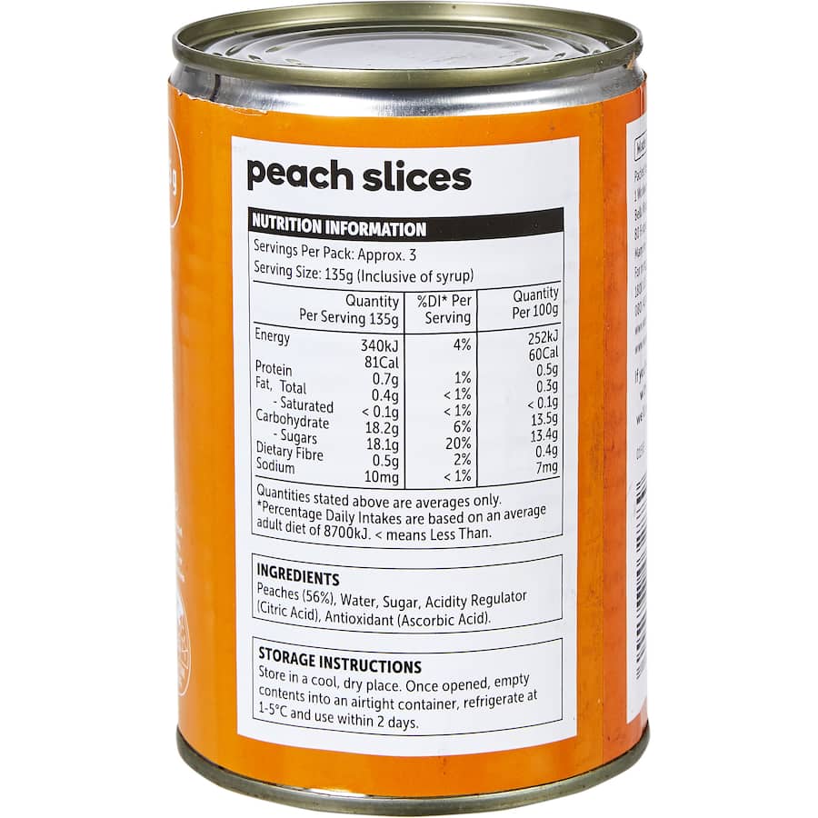 Essentials Peaches In Syrup Can 415g