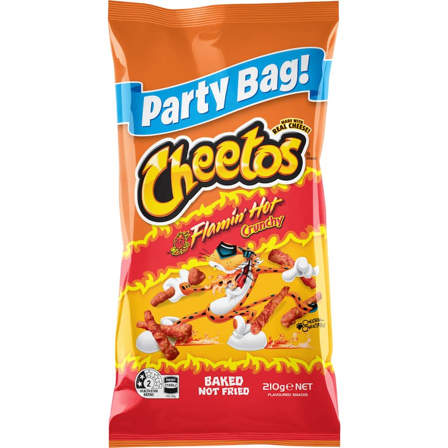 Cheetos Corn Snacks Crunchy Flamin Hot Party Bag 210g