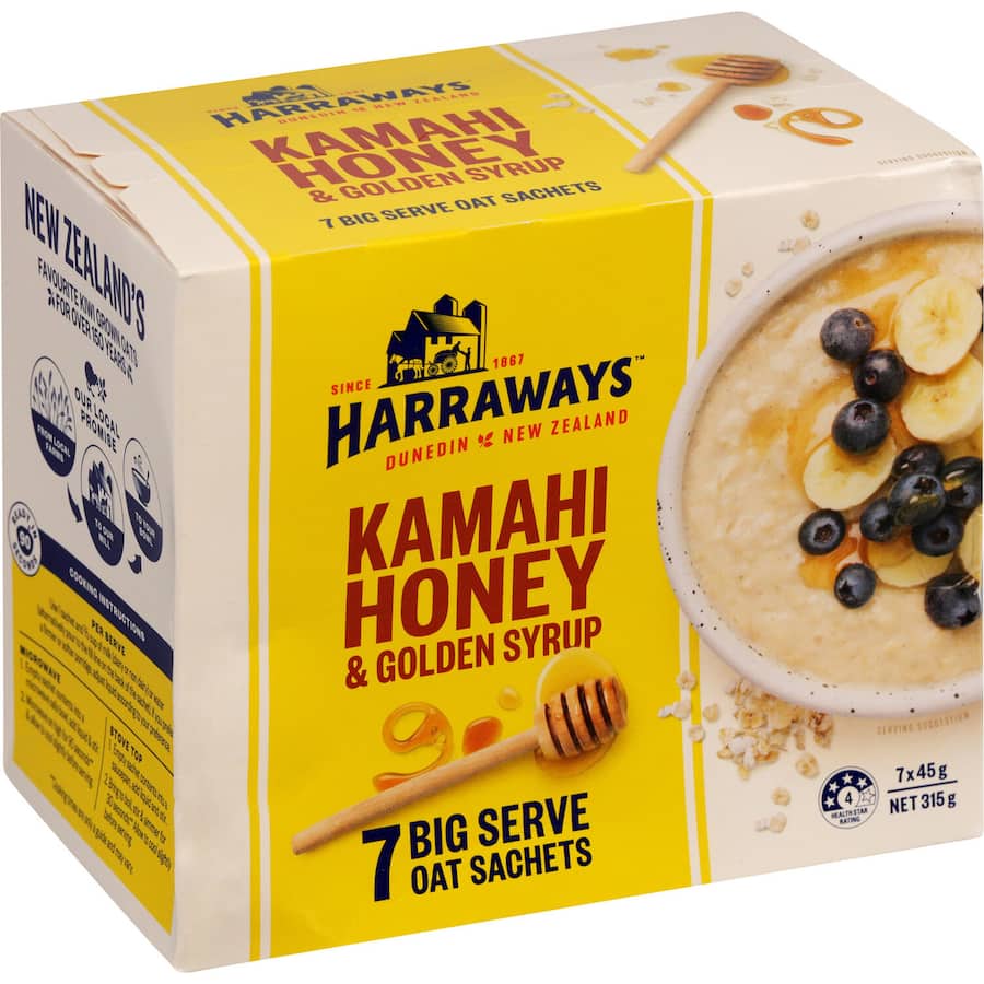 Harraways Oats Kamahi Honey Sachets 315g