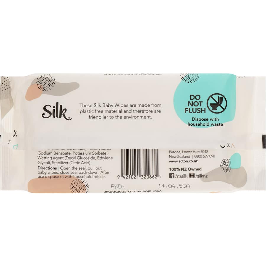 Silk Baby Wipes Plastic Free & Fragrance Free 80pack