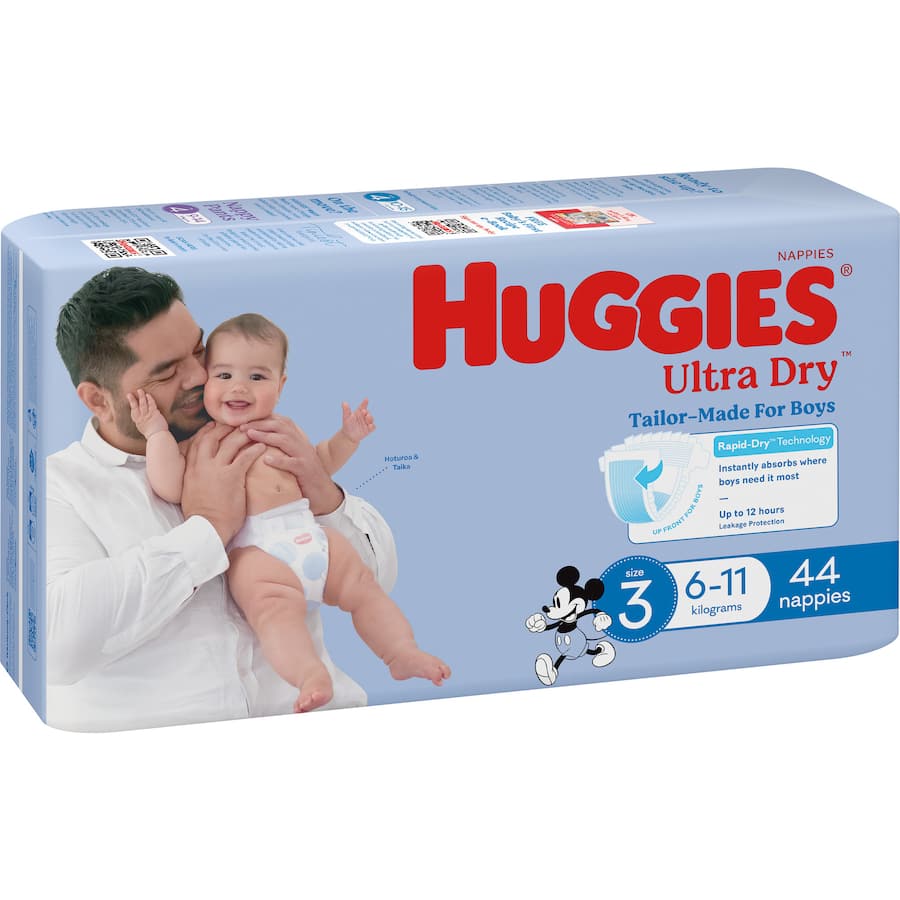 Huggies Ultra Dry Nappies Boys Size 3 (6-11kg) Bulk pack 44pack