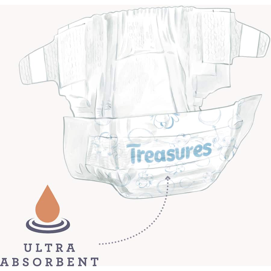 Treasures Dry & Snug Nappies Crawler 6-11kg Bulk pack 44pack