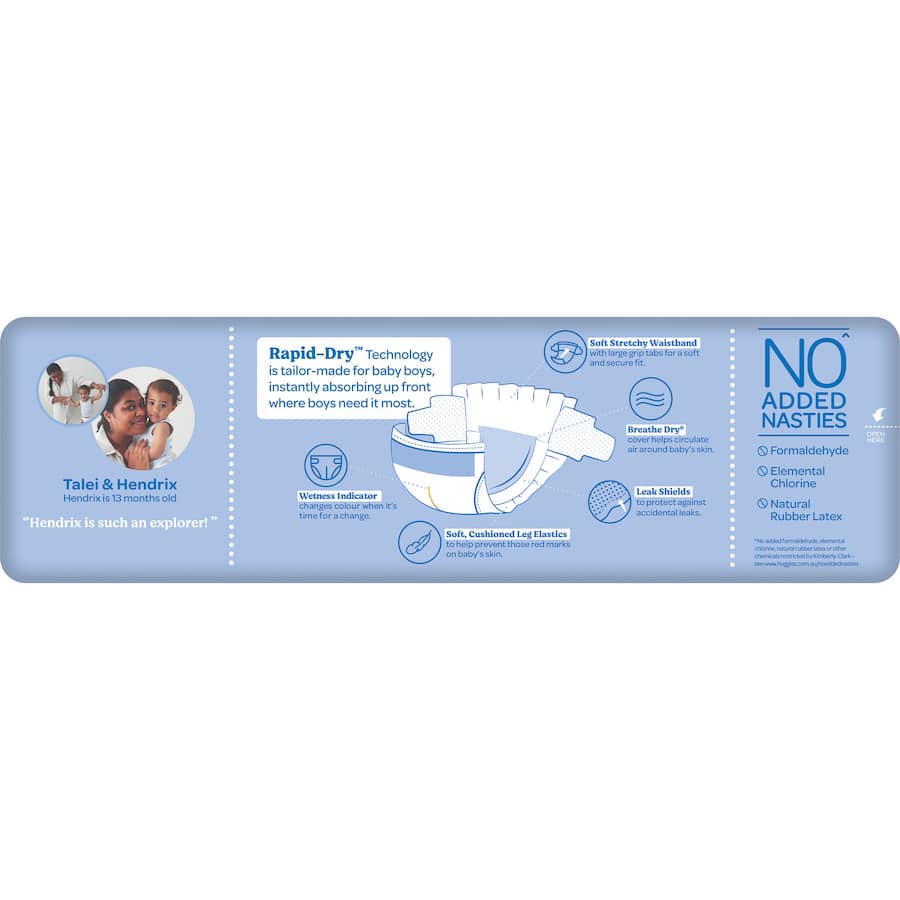 Huggies Ultra Dry Nappies Boys Size 4 (10-15kg) Bulk pack 36pack