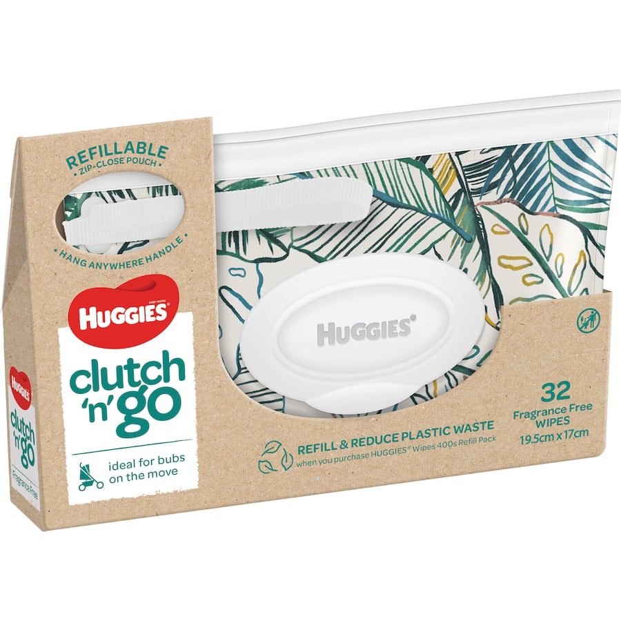 Huggies Baby Wipes Refillable Clutch N Go 32pack