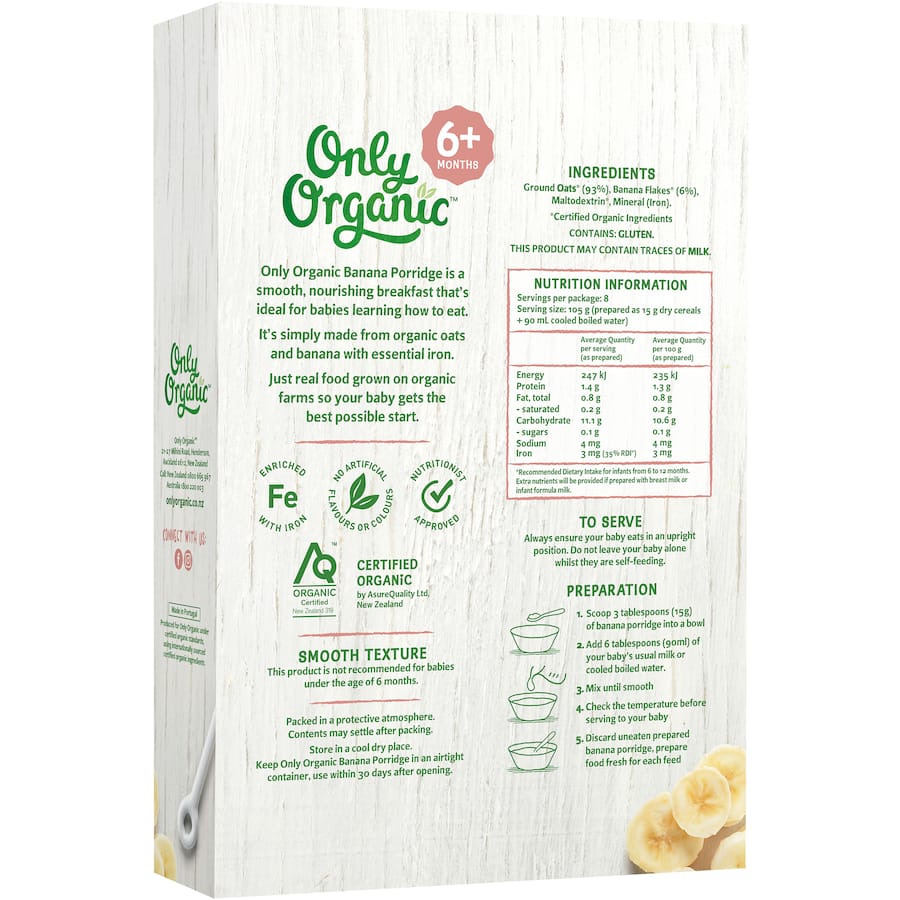 Only Organic Baby Cereal Banana Porridge 120g