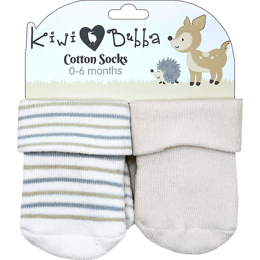 Kiwi Bubba Socks 0/6 Months 2pack