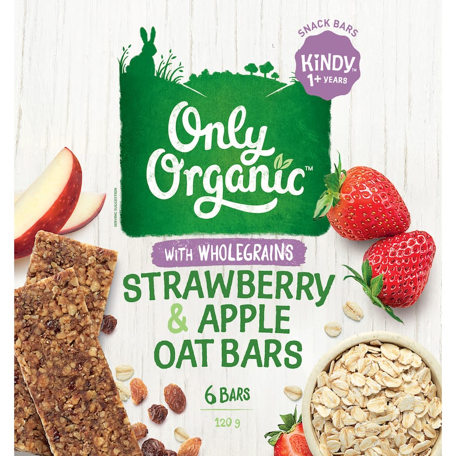 Only Organic Kindy Oat Bars Strawberry & Apple 120g