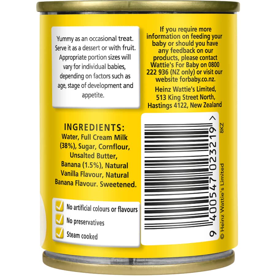 Watties Stage 2 Baby Food Custard With Banana 120g