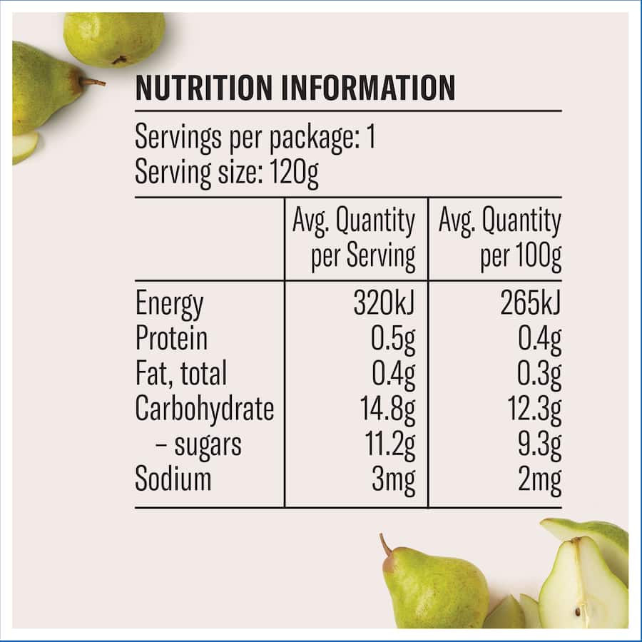 Watties Baby Food Pears Stage 1 4-6+ Months 120g