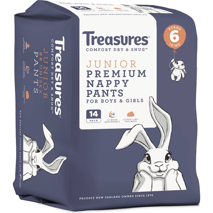 Treasures Dry & Snug Nappy Pants Junior 16+ Kg Convenience 14pack