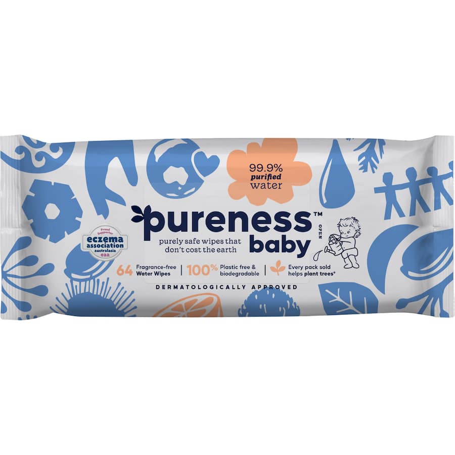 Pureness Baby Wipes 99.9% Water Wipes 64pack