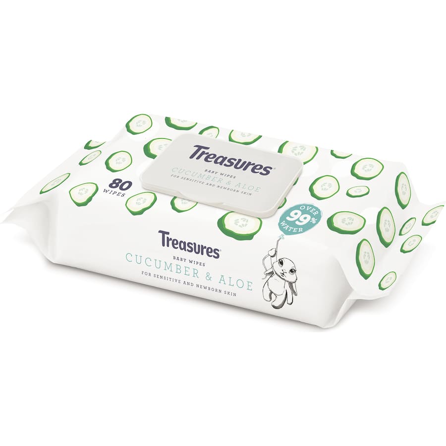 Treasures Baby Wipes Cucumber & Aloe 80pack