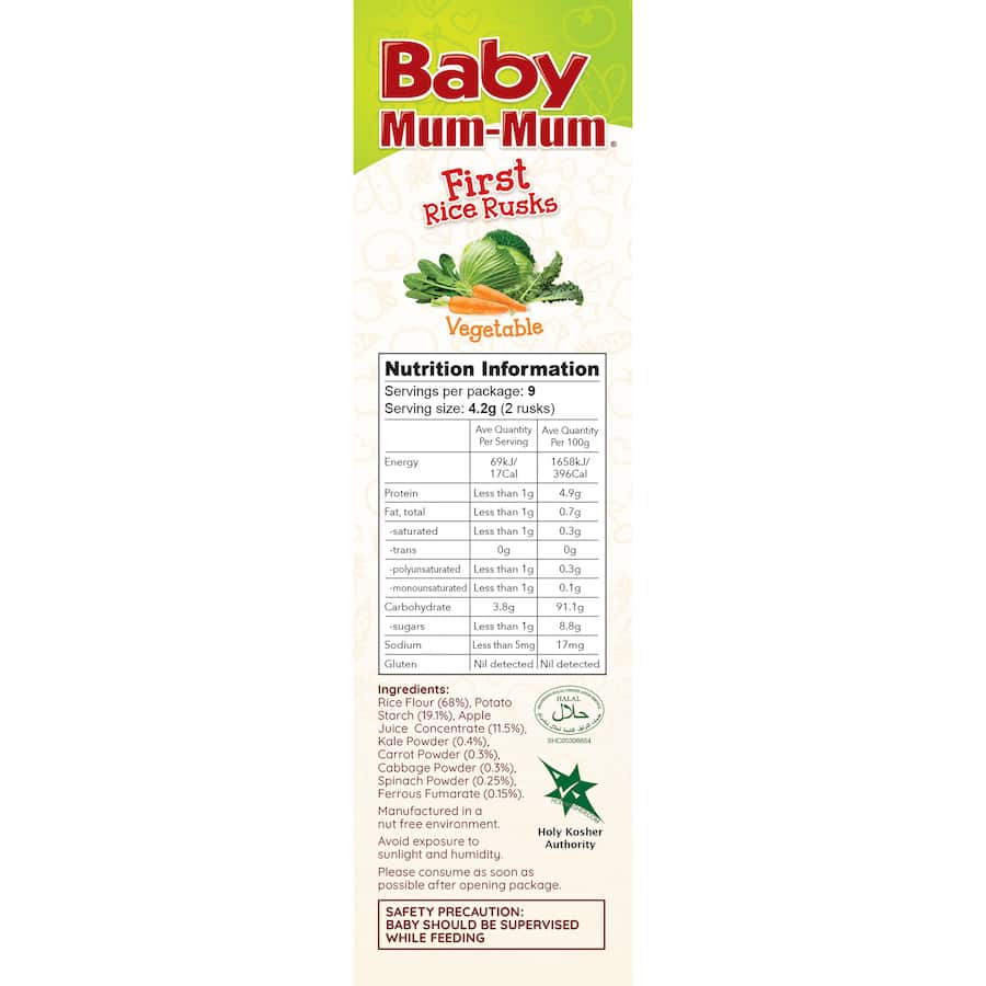 Baby Mum Mum Teething Rusks Rice Vegetable 36g 9pack