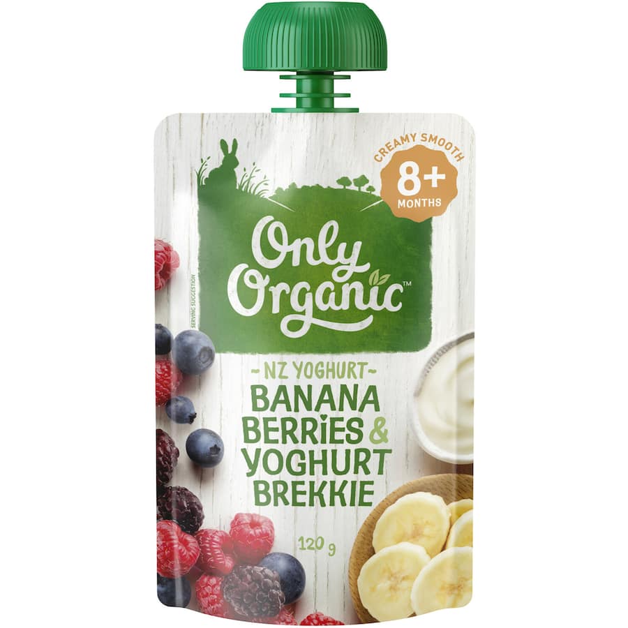 Only Organic Stage 3 Baby Food Banana Berries & Yoghurt Pouch 120g