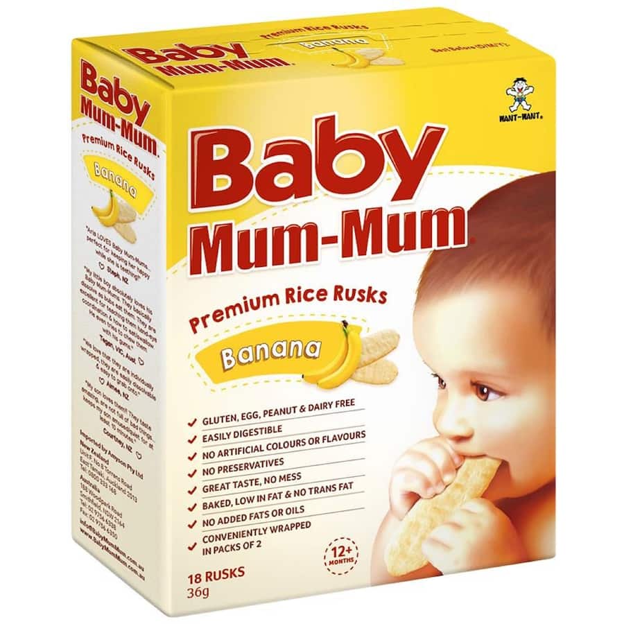 Baby Mum Mum Teething Rusks Banana Rice 36g 12mth+ 9pack