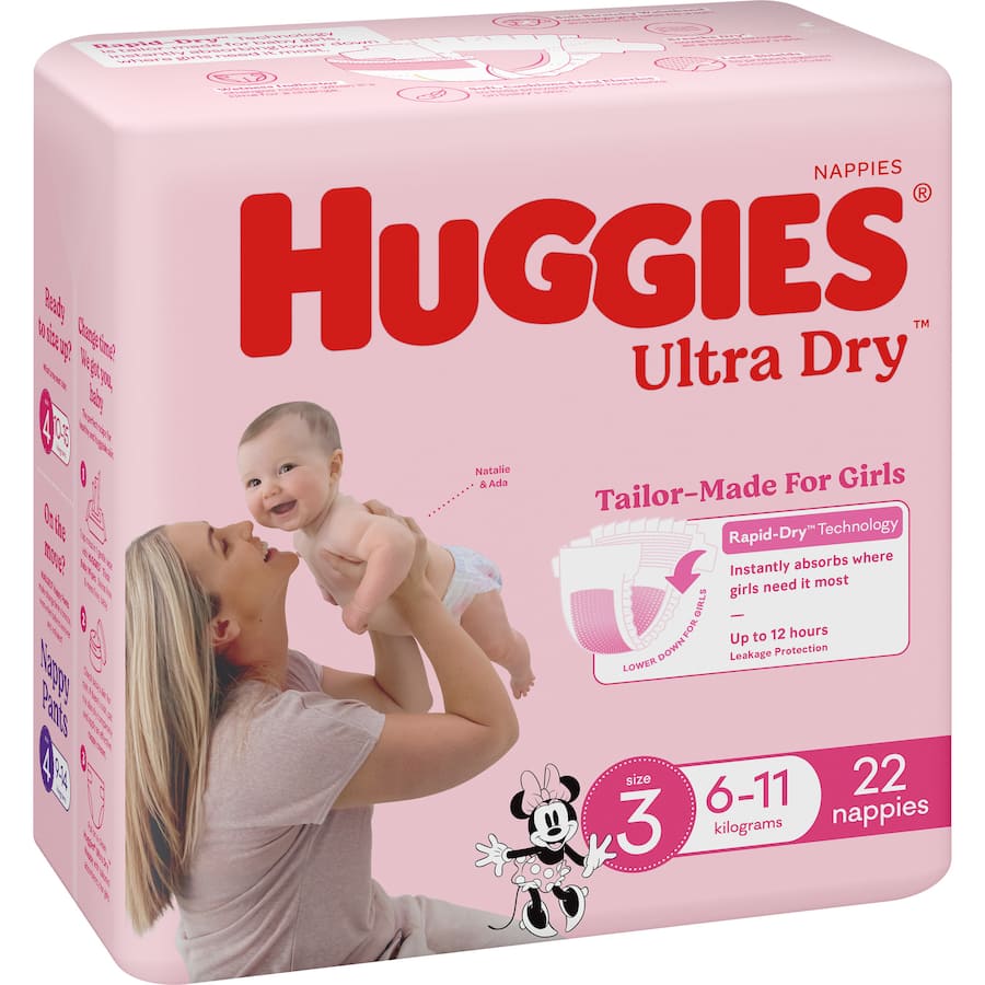 Huggies Ultra Dry Nappies Girls Size 3 (6-11kg) 22pack