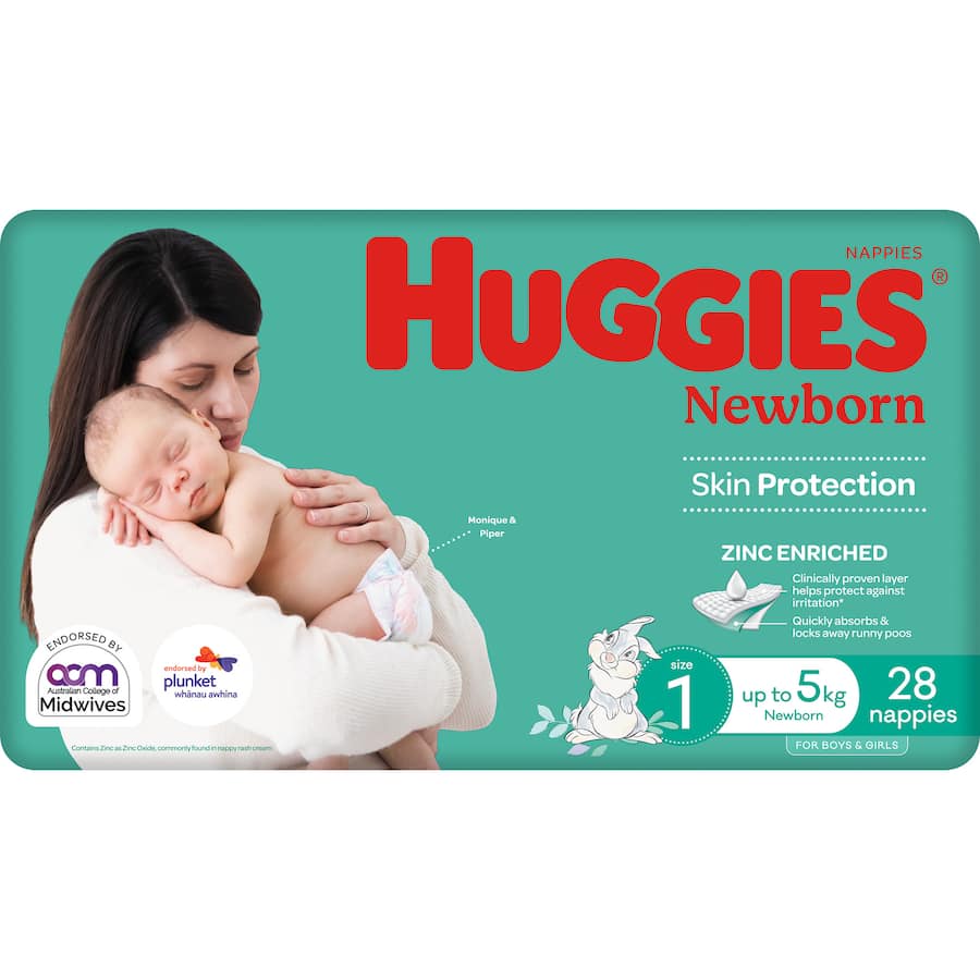 Huggies Newborn Nappies Boys & Girls Size 1 Up To 5kg 28pack