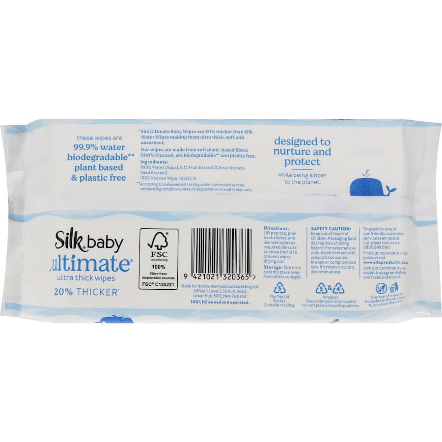 Silk Ultimate Baby Wipes Ultra Thick 72pack