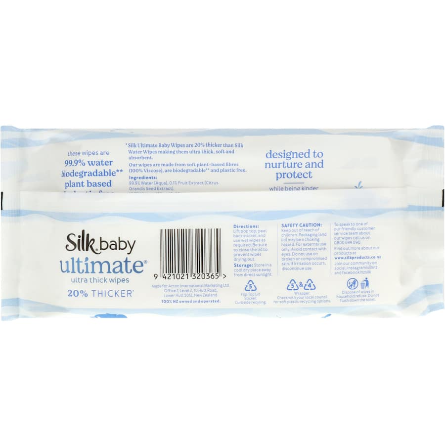 Silk Ultimate Baby Wipes Ultra Thick 72pack