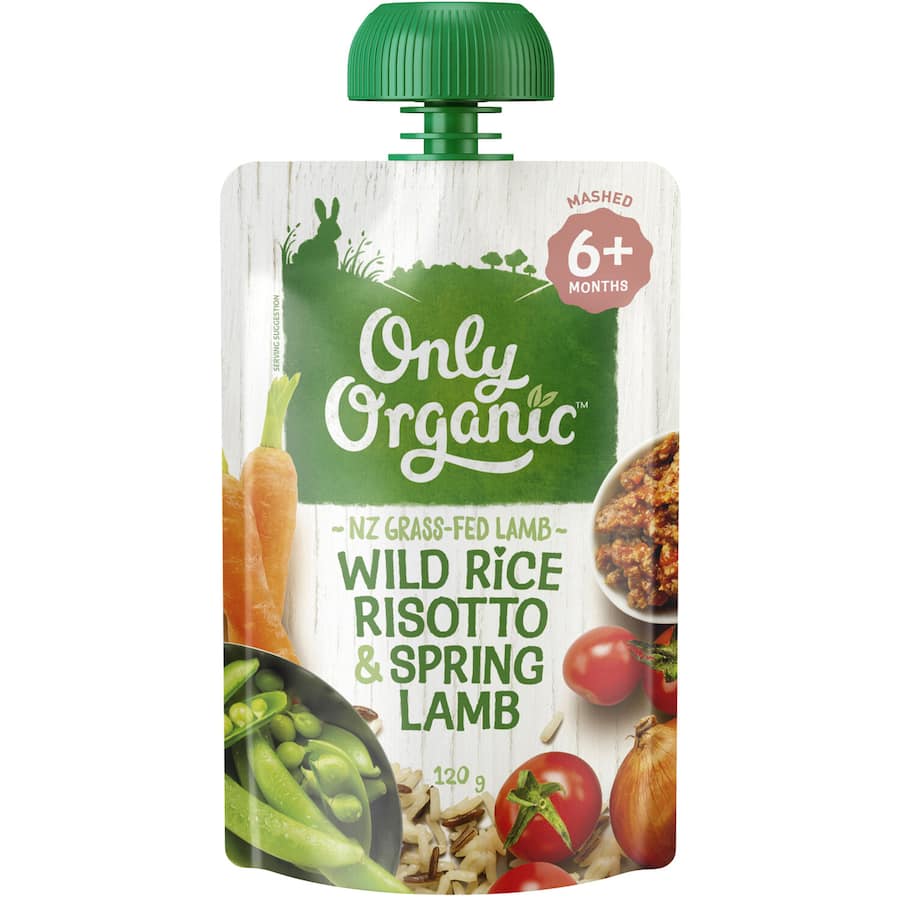 Only Organic Stage 2 Baby Food Wild Rice Risotto & Lamb Pouch 120g