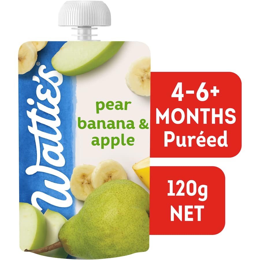 Wattie's Baby Food 4-6+ Months Pear, Banana & Apple Pouch 120g