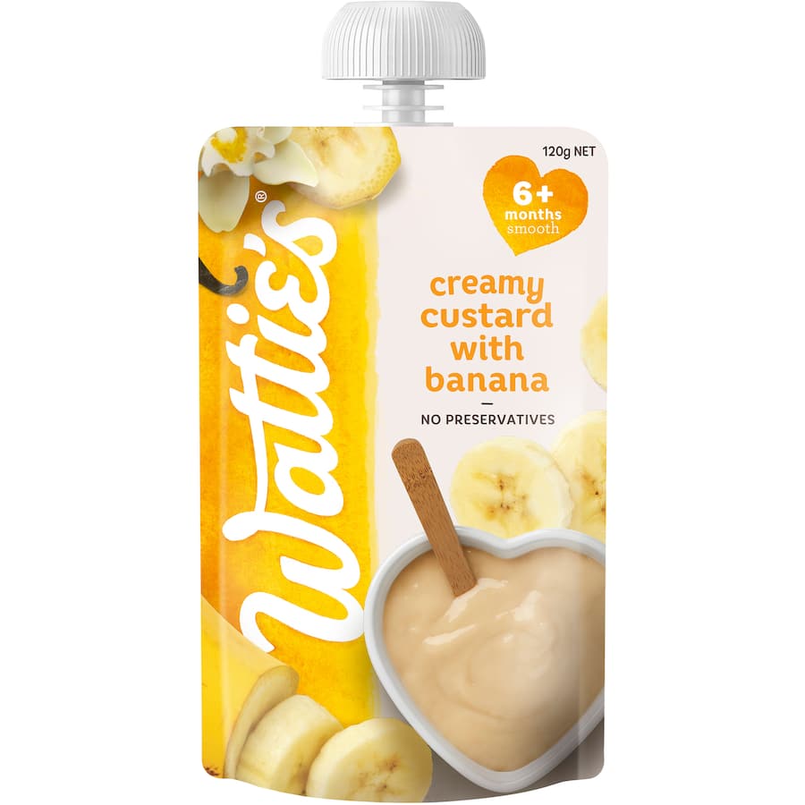 Wattie's Baby Food 6+ Months Creamy Custard With Bananas Pouch 120g