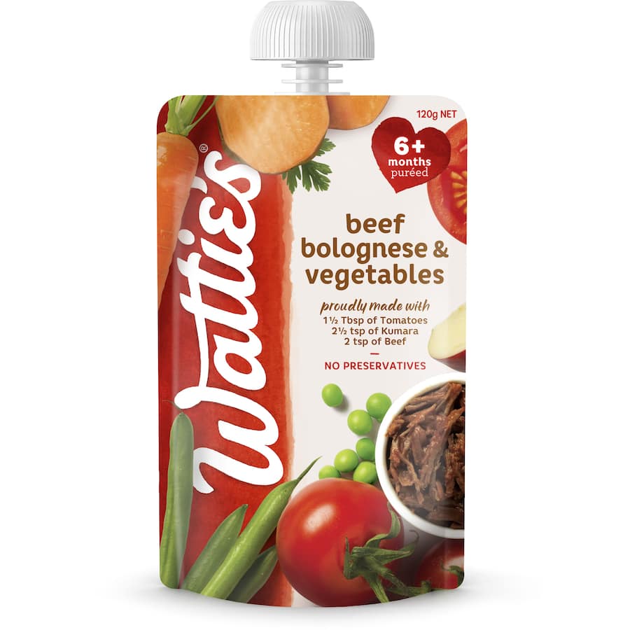 Wattie's Baby Food 6+ Months Beef Bolognese & Veges Pouch 120g