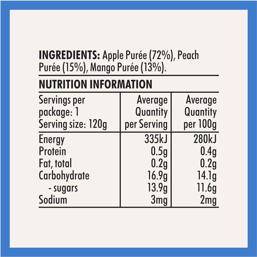Wattie's Baby Food 4-6+ Months Apple, Peach & Mango Pouch 120g