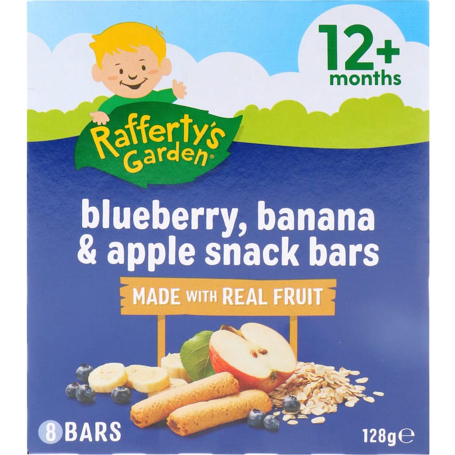 Rafferty's Garden Baby Snacks 12+ Months Blueberry Banana Apple Bars 8pack