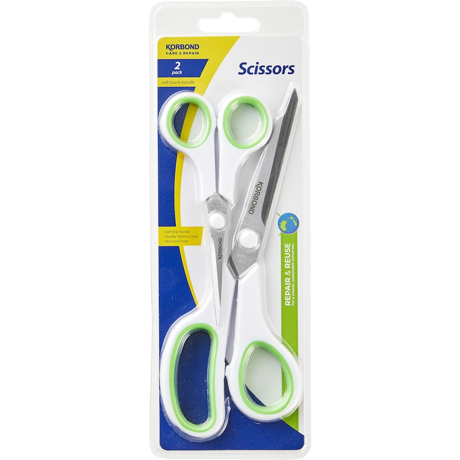 Korbond Scissors Soft Touch Handle 13cm & 22cm 2pack