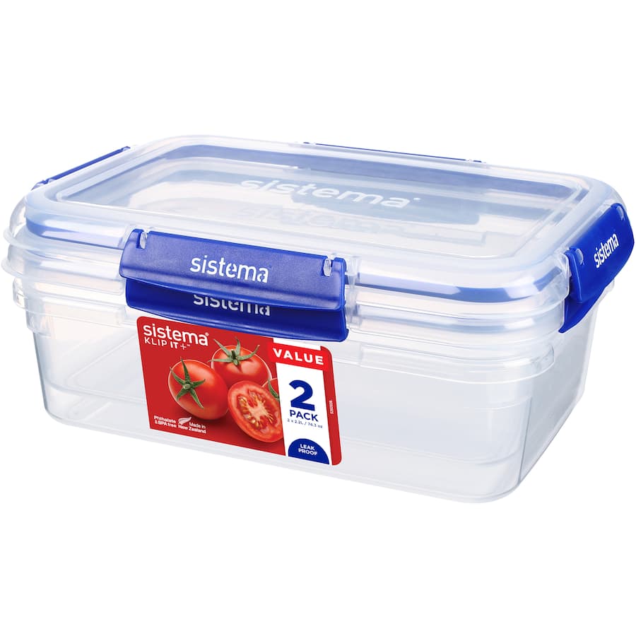 Sistema Klip It Plus Container Rectangle 2.2l 2pack