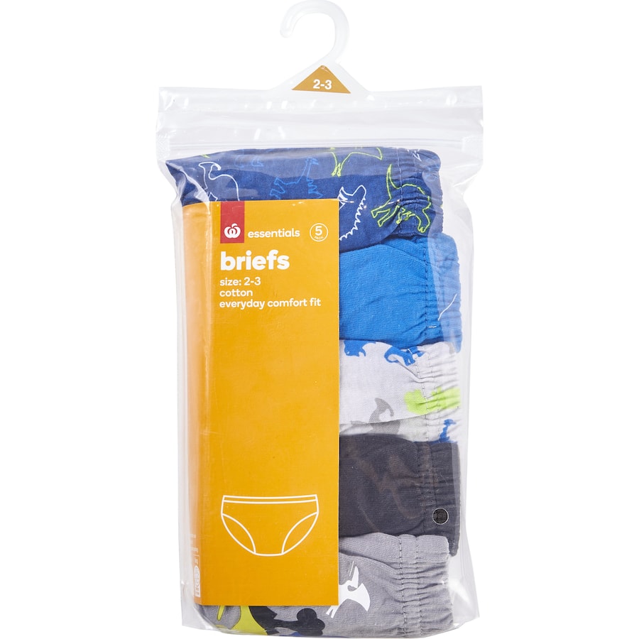 Essentials Underwear Cotton Briefs Size 2 To 3 5pack