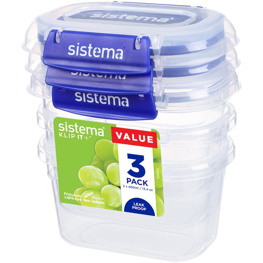 Sistema Klip It Plus Container Rectangle 400ml 3pack