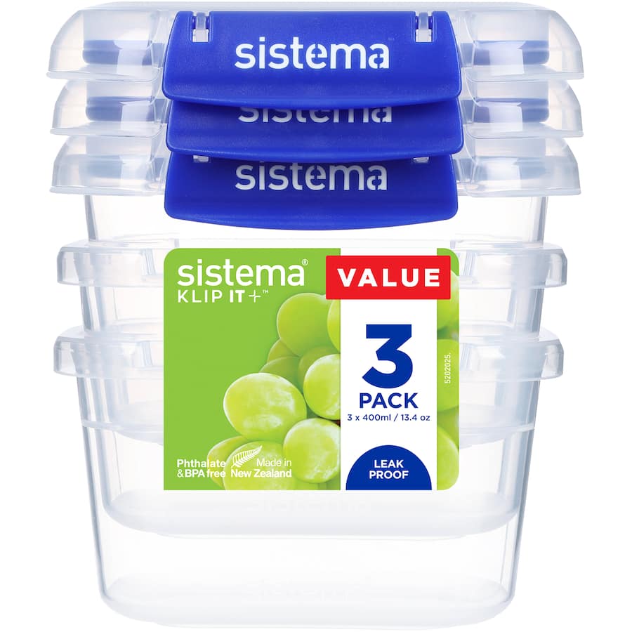 Sistema Klip It Plus Container Rectangle 400ml 3pack