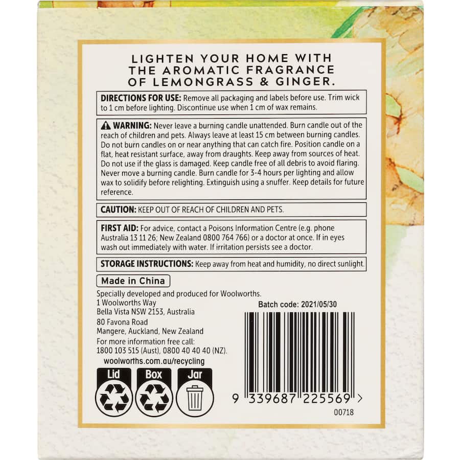 Zenzone Scented Candle Lemongrass & Ginger 260g