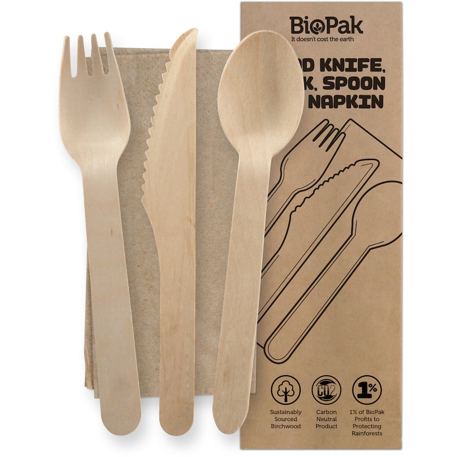 Biopak Cutlery Set Wooden Single set